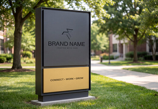 Outdoor Monument Sign Mockup