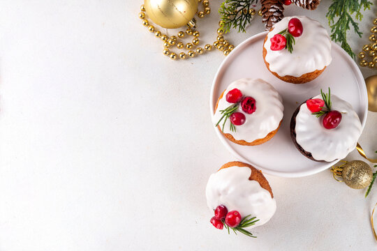 Portioned Christmas dessert, mini Christmas bundt cake