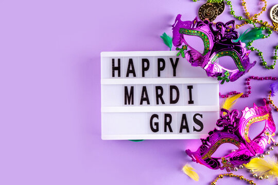 Mardi Gras colorful holiday greeting card background