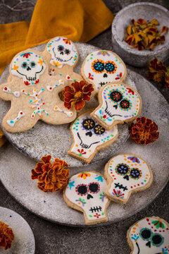 Day of the Dead sugar skull cookies. Mexican Dia de los Muertos