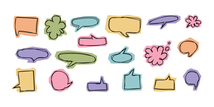 Colorful Speech Bubble Vector Set for Dialogue and Text Frame Options