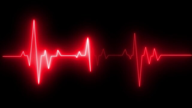 Heartbeat monitor EKG line monitor showing heart pulse .Neon sign heartbeat signal animation ECG heartbeat monitor green line animation