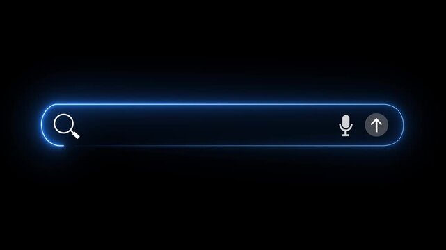 AI Search Engine Technology Concept. AI search bar interface representing artificial intelligence search technology, voice input, innovation in modern information, Motion graphics of search concept