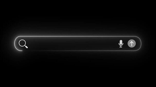 AI Search Engine Technology Concept. AI search bar interface representing artificial intelligence search technology, voice input, innovation in modern information, Motion graphics of search concept.