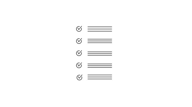 Professional entrepreneur businessman working in office check checklist form document report checkbox questionnaire task to-do list. Motion graphics of verified concept