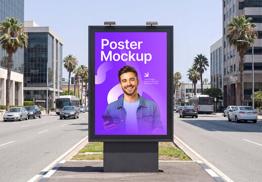 Street  Poster Mockup on City Road