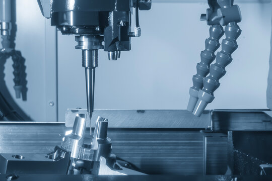 Finish cut process on mold insert part using ball nose end mill on 5 axis CNC in light blue tone