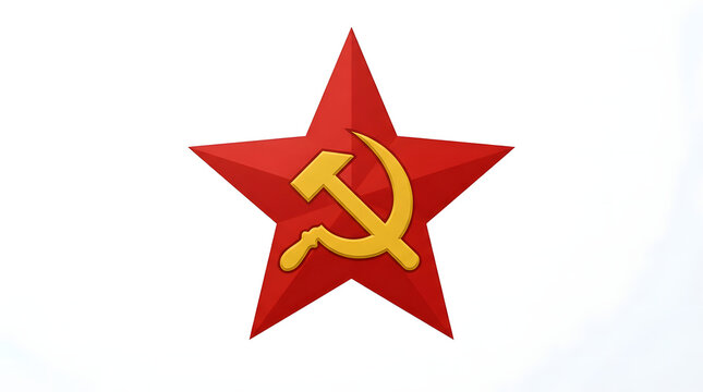 Red Star Badge with Hammer and Sickle Symbol of Communism
