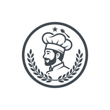 Chef Portrait Circular Logo Vector Illustration