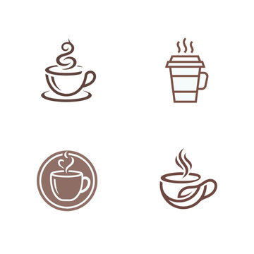 Coffee Cup and Takeaway Coffee Icons Flat Vector Illustration