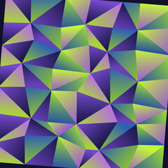 Fototapeta premium Vibrant geometric pattern composed of interlocking purple and lime green triangles creating a low poly surface texture background