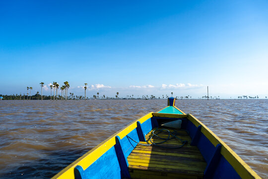 Colorful boat on Lake Tempe, South Sulawesi, Indonesia