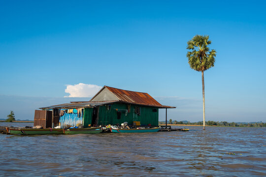 Traditional Bugis floating house on Lake Tempe, Sulawesi, Indonesia