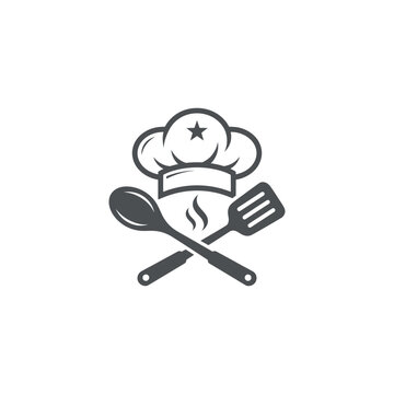 Chef Hat and Utensils Cooking Icon Vector Illustration