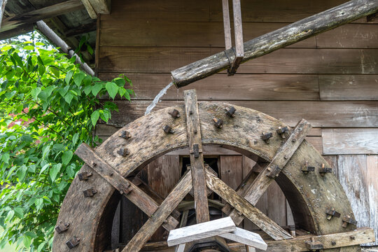 Traditional water mill at Hida Minzoku Mura in Takayama, Japan