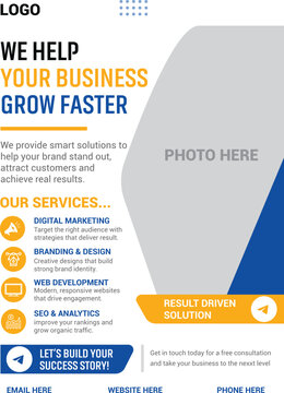 Modern Corporate Business Flyer Template with Digital Marketing and Branding Services