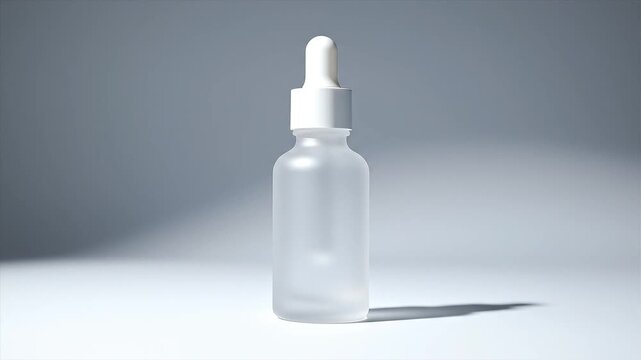 Clear Glass Dropper Bottle for Skincare Serum and Essential Oil Beauty Product Presentation Mockup with Soft Studio Lighting