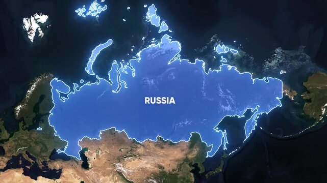 Russia Kamchatka Peninsula Map Animation, Russian Far East Geography and Pacific Ocean Location Concept