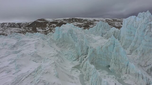 Aerial Drone Footage of 40 Glacier in Tibet, Snowy Mountain Landscape
