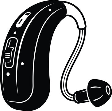 BTE hearing aid icon vector illustration isolated on white background flat medical sound device.