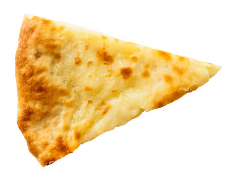 piece of imeretian khachapuri (imeruli) traditional closed pie from Georgia with filling of soft brine cheese cut-out on white background
