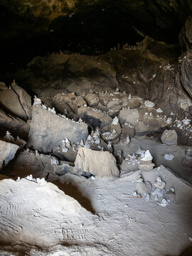 ancient cave with stone pyramid under Hovhannavank