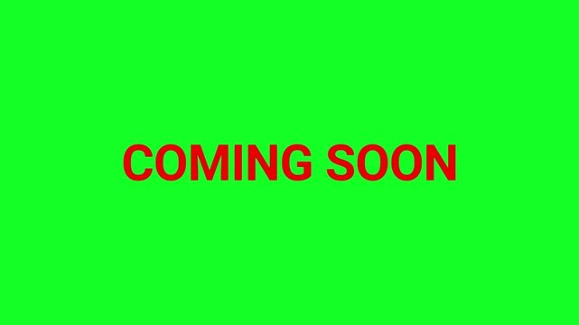 Coming soon text is displayed in a bold red font centered on a bright green background to indicate a future product launch or event.