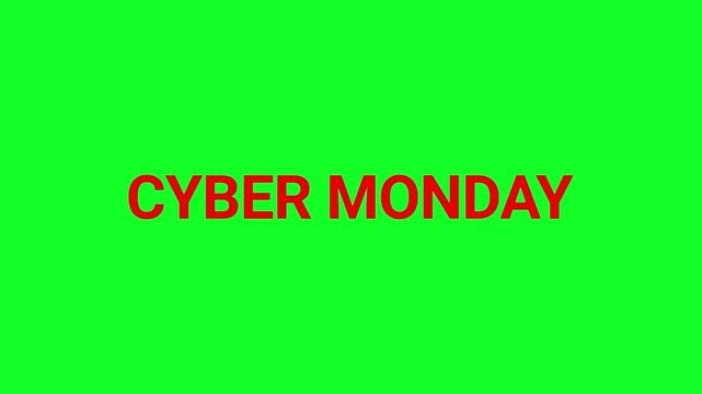 Cyber Monday label stands out in dark red characters set against a neon green background for online shopping event marketing.