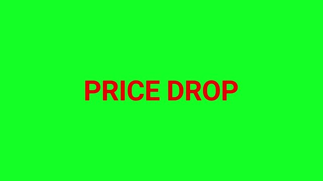 Price drop text serves as a dynamic promotional overlay on a high visibility green background for use in commercial sales campaigns and digital advertisements.