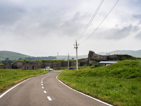 view of Lori Berd fortress from road in Armenia