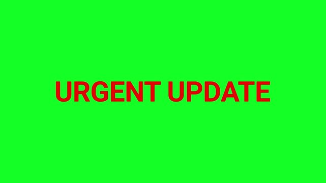 Urgent update text stands out in dark red typography set against a vivid green backdrop to indicate breaking news.