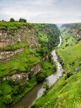 view of Dzoraget riverbed from Lori Berd fortress