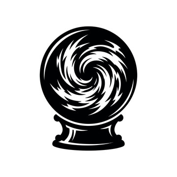 Mystical crystal ball vector icon, magic glass sphere on pedestal, occult fortune telling orb, spiritual divination tool