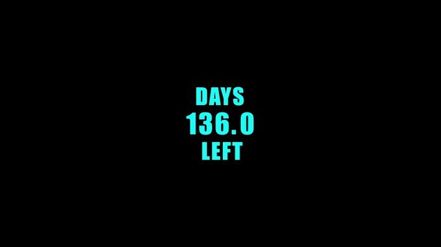 Digital countdown timer displaying days remaining, dynamic motion for project deadlines and event planning