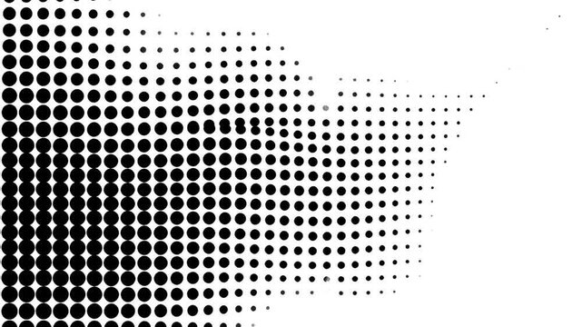 Monochrome halftone dot pattern wave moving on white background