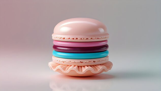 Colorful layered macaron pastry dessert illustration
