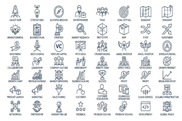 Obraz premium Startup Entrepreneurship Business Growth Vector Icons