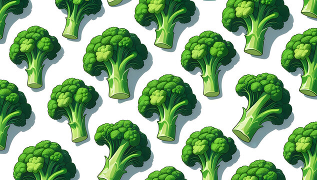 Fresh green broccoli vegetable pattern illustration