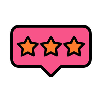 Customer feedback rating with three stars inside a speech bubble