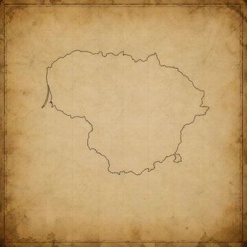 lithuania Geographic Border Outline Drawing Animation on Antique Parchment Map