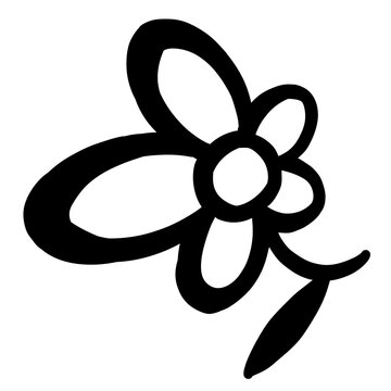 Bold solid black flower silhouette, organic petals, edgy minimalist floral design