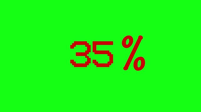 Video counts from 0 to 70% with bold red numbers on a clean green screen, smooth transitions and cuts, perfect for business promotion and discounts.