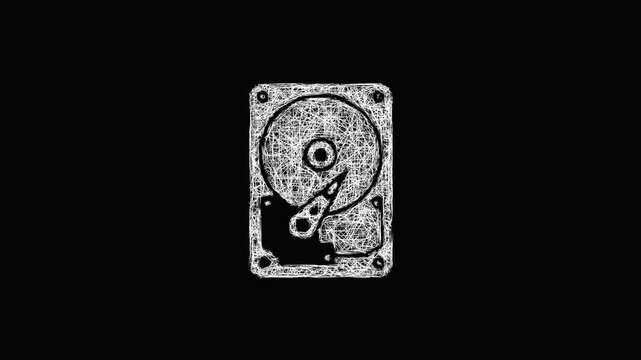 Sketch hard drive icon animation - smooth progressive reveal