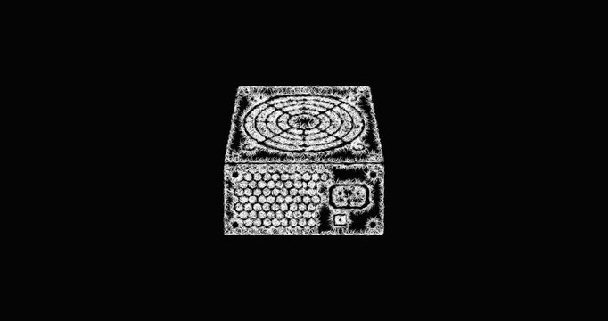 Sketch power supply icon animation - smooth progressive reveal