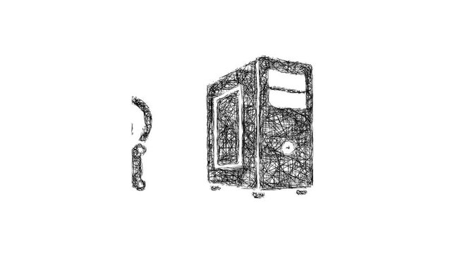 Sketch computer case icon animation - smooth progressive reveal