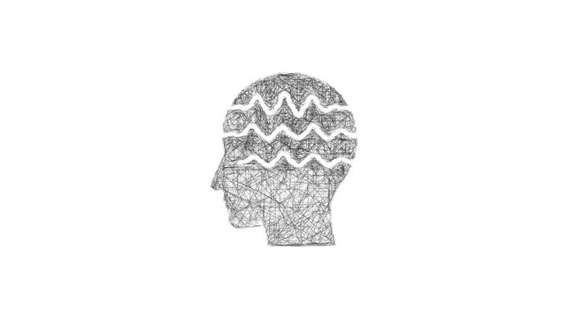 Sketch electroencephalogram icon animation - smooth progressive reveal