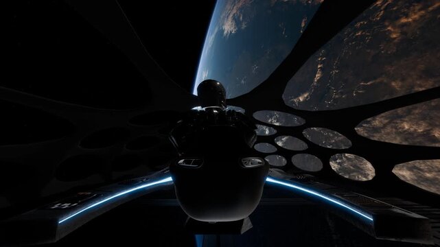 An extraterrestrial alien spaceship in space.