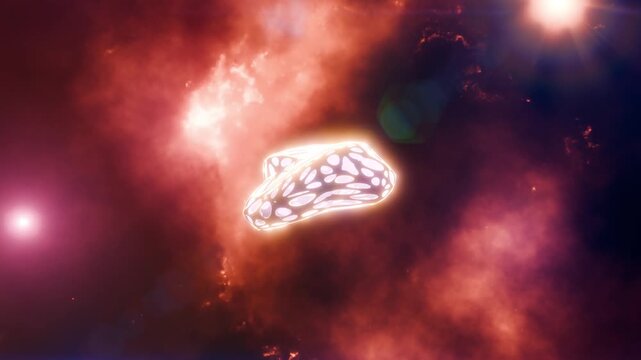 An extraterrestrial alien spaceship in space.