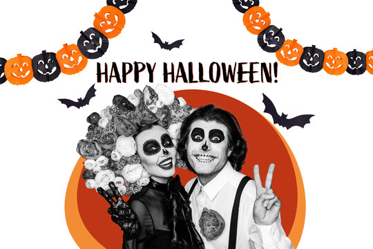 Composite photo collage of bones hands spell dead skeleton cemetery witchcraft halloween horror isolated on painted background