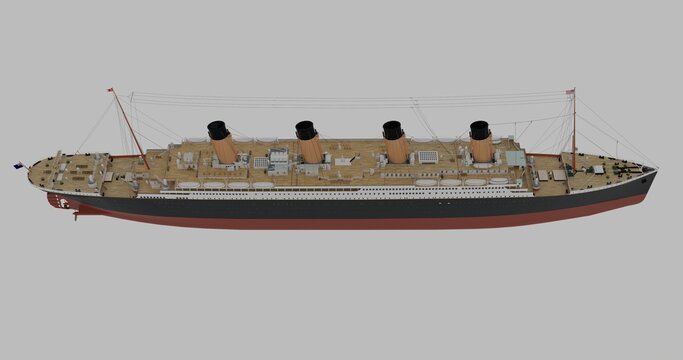 RMS Titanic - detaillierte Illustration auf grauem Hintergrund